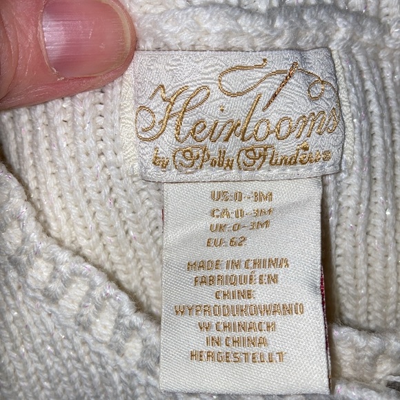 Vintage Polly flinders heirloom ivory shiny threaded sweater set 0/3m - Picture 9 of 14